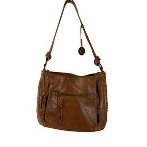 The Sak shoulder bag leather gold studs zipper purse